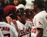 Albert Belle with Eddie Murray years later